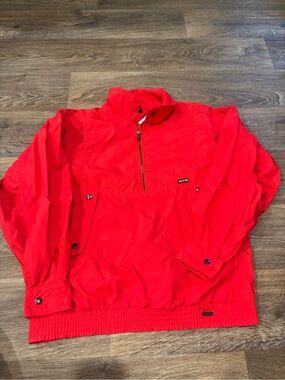Vintage 80s MAXIM Red Nylon Anorak Windbreaker Pullover Ski Jacket Womens 10